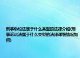 刑事訴訟法屬于什么類型的法律介紹(刑事訴訟法屬于什么類型的法律詳細(xì)情況如何)