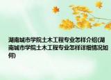 湖南城市學(xué)院土木工程專業(yè)怎樣介紹(湖南城市學(xué)院土木工程專業(yè)怎樣詳細(xì)情況如何)