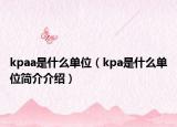 kpaa是什么單位（kpa是什么單位簡(jiǎn)介介紹）