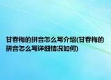 甘春梅的拼音怎么寫介紹(甘春梅的拼音怎么寫詳細情況如何)