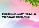 zyxel路由器怎么設置介紹(zyxel路由器怎么設置詳細情況如何)