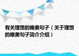 有關理想的唯美句子（關于理想的唯美句子簡介介紹）