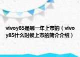vivoy85是哪一年上市的（vivoy85什么時(shí)候上市的簡(jiǎn)介介紹）