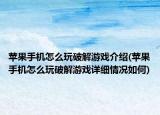 蘋果手機怎么玩破解游戲介紹(蘋果手機怎么玩破解游戲詳細情況如何)