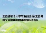 王自健哪個大學畢業(yè)的介紹(王自健哪個大學畢業(yè)的詳細情況如何)