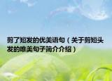 剪了短發(fā)的優(yōu)美語句（關于剪短頭發(fā)的唯美句子簡介介紹）
