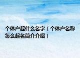 個(gè)體戶起什么名字（個(gè)體戶名稱怎么起名簡(jiǎn)介介紹）