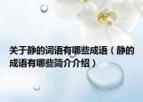 關(guān)于靜的詞語(yǔ)有哪些成語(yǔ)（靜的成語(yǔ)有哪些簡(jiǎn)介介紹）