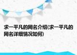 求一平凡的網(wǎng)名介紹(求一平凡的網(wǎng)名詳細情況如何)