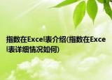 指數(shù)在Excel表介紹(指數(shù)在Excel表詳細(xì)情況如何)