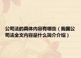 公司法的具體內容有哪些（我國公司法全文內容是什么簡介介紹）