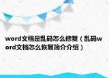 word文檔是亂碼怎么修復(fù)（亂碼word文檔怎么恢復(fù)簡介介紹）