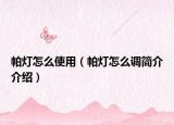 帕燈怎么使用（帕燈怎么調(diào)簡(jiǎn)介介紹）