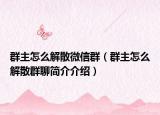 群主怎么解散微信群（群主怎么解散群聊簡介介紹）