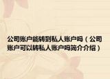 公司賬戶能轉(zhuǎn)到私人賬戶嗎（公司賬戶可以轉(zhuǎn)私人賬戶嗎簡介介紹）
