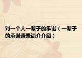 對一個人一輩子的承諾（一輩子的承諾語錄簡介介紹）