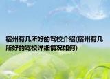 宿州有幾所好的駕校介紹(宿州有幾所好的駕校詳細(xì)情況如何)