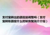 支付寶轉出的額度能調整嗎（支付寶轉賬額度什么時候恢復簡介介紹）