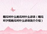 朝霞對什么晚霞對什么諺語（朝霞對夕陽晚霞對什么諺語簡介介紹）