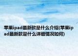 蘋果ipad最新款是什么介紹(蘋果ipad最新款是什么詳細情況如何)