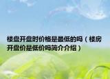 樓盤開盤時價格是最低的嗎（樓房開盤價是低價嗎簡介介紹）