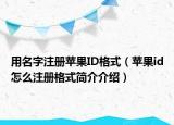 用名字注冊(cè)蘋果ID格式（蘋果id怎么注冊(cè)格式簡介介紹）