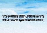 華為手機(jī)如何設(shè)置3g網(wǎng)絡(luò)介紹(華為手機(jī)如何設(shè)置3g網(wǎng)絡(luò)詳細(xì)情況如何)
