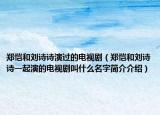 鄭愷和劉詩詩演過的電視?。ㄠ崘鸷蛣⒃娫娨黄鹧莸碾娨晞〗惺裁疵趾?jiǎn)介介紹）
