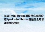 ipad(mini Retina屏是什么意思介紹 ipad mini Retina屏是什么意思詳細情況如何)