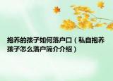 抱養(yǎng)的孩子如何落戶口（私自抱養(yǎng)孩子怎么落戶簡介介紹）