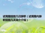 試用期提前幾日辭職（試用期內(nèi)辭職提前幾天簡介介紹）