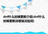 dnf什么時(shí)候更新介紹(dnf什么時(shí)候更新詳細(xì)情況如何)