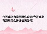 今天晚上有流星雨么介紹(今天晚上有流星雨么詳細情況如何)
