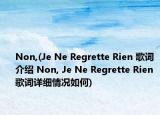 Non,(Je Ne Regrette Rien 歌詞介紹 Non, Je Ne Regrette Rien 歌詞詳細情況如何)