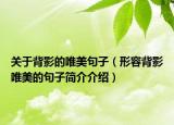 關(guān)于背影的唯美句子（形容背影唯美的句子簡(jiǎn)介介紹）