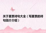 關于夏景詩句大全（寫夏景的詩句簡介介紹）