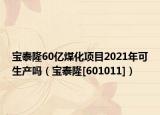 寶泰隆60億煤化項目2021年可生產(chǎn)嗎（寶泰隆[601011]）