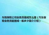 車險保險公司業(yè)務員提成怎么提（汽車保險業(yè)務員能提成一般多少簡介介紹）