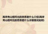 兩岸青山相對(duì)出的意思是什么介紹(兩岸青山相對(duì)出的意思是什么詳細(xì)情況如何)