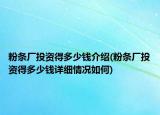 粉條廠投資得多少錢介紹(粉條廠投資得多少錢詳細(xì)情況如何)