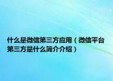 什么是微信第三方應(yīng)用（微信平臺第三方是什么簡介介紹）