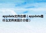 appdata文件在哪（appdata是什么文件夾簡(jiǎn)介介紹）