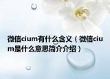 微信cium有什么含義（微信cium是什么意思簡介介紹）
