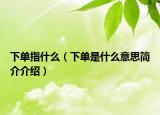 下單指什么（下單是什么意思簡介介紹）