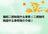 編程二進制是什么意思（二進制代碼是什么意思簡介介紹）