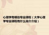 心理學有哪些專業(yè)課程（大學心理學專業(yè)課程有什么簡介介紹）
