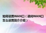 如何設(shè)置WAN口（請(qǐng)問(wèn)WAN口怎么設(shè)置簡(jiǎn)介介紹）