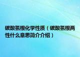 碳酸氫根化學(xué)性質(zhì)（碳酸氫根兩性什么意思簡(jiǎn)介介紹）