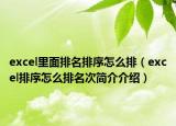 excel里面排名排序怎么排（excel排序怎么排名次簡(jiǎn)介介紹）