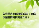 怎樣禁言qq群里的成員（qq怎么禁言群成員簡(jiǎn)介介紹）